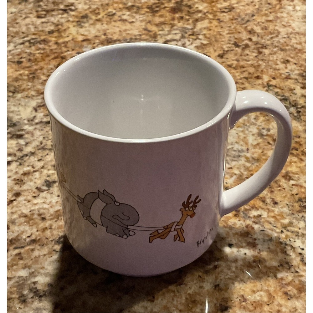 VTG Boynton Santa & "Reindeers" Coffee Mug Holiday Christmas Excellent